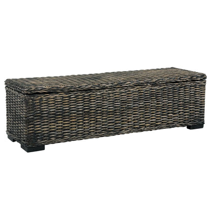 Storage Box 120 cm Black Kubu Rattan and Solid Mango Wood - OLBRIT