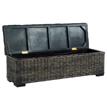 Storage Box 120 cm Black Kubu Rattan and Solid Mango Wood - OLBRIT