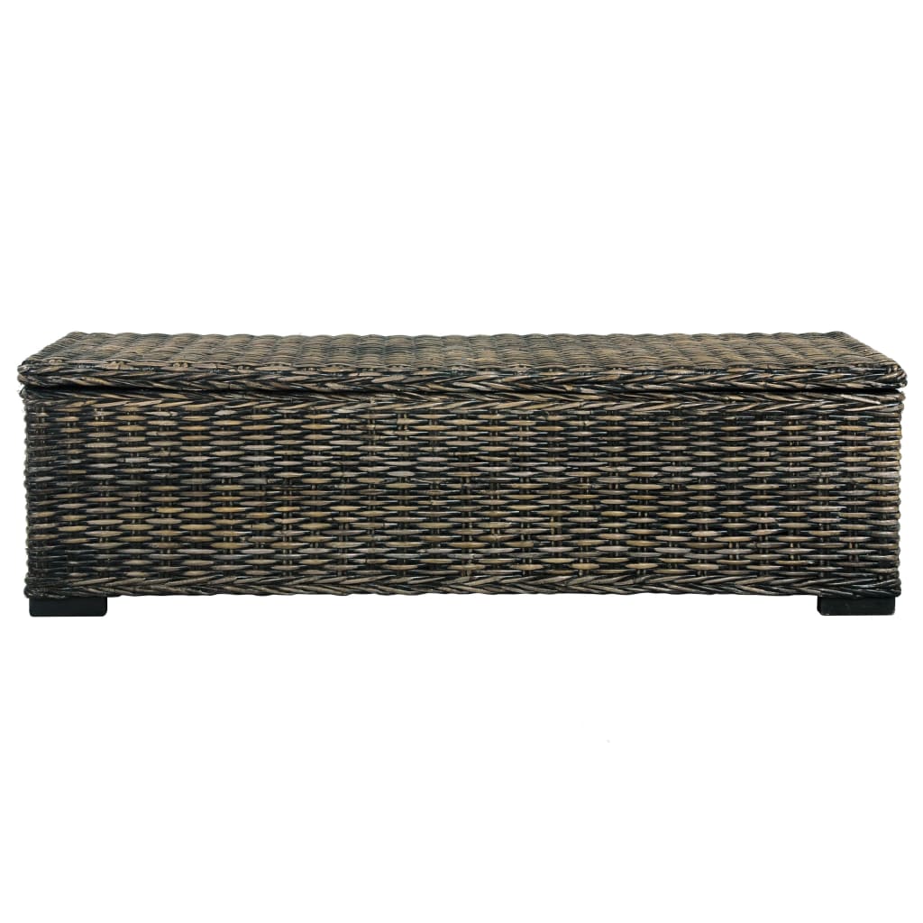 Storage Box 120 cm Black Kubu Rattan and Solid Mango Wood - OLBRIT