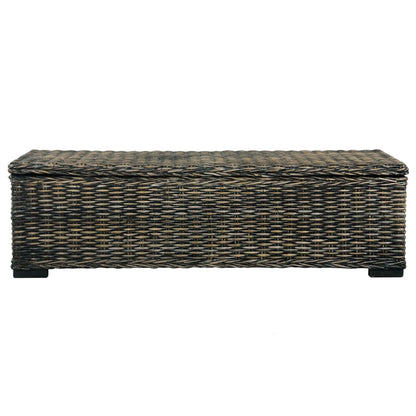 Storage Box 120 cm Black Kubu Rattan and Solid Mango Wood - OLBRIT