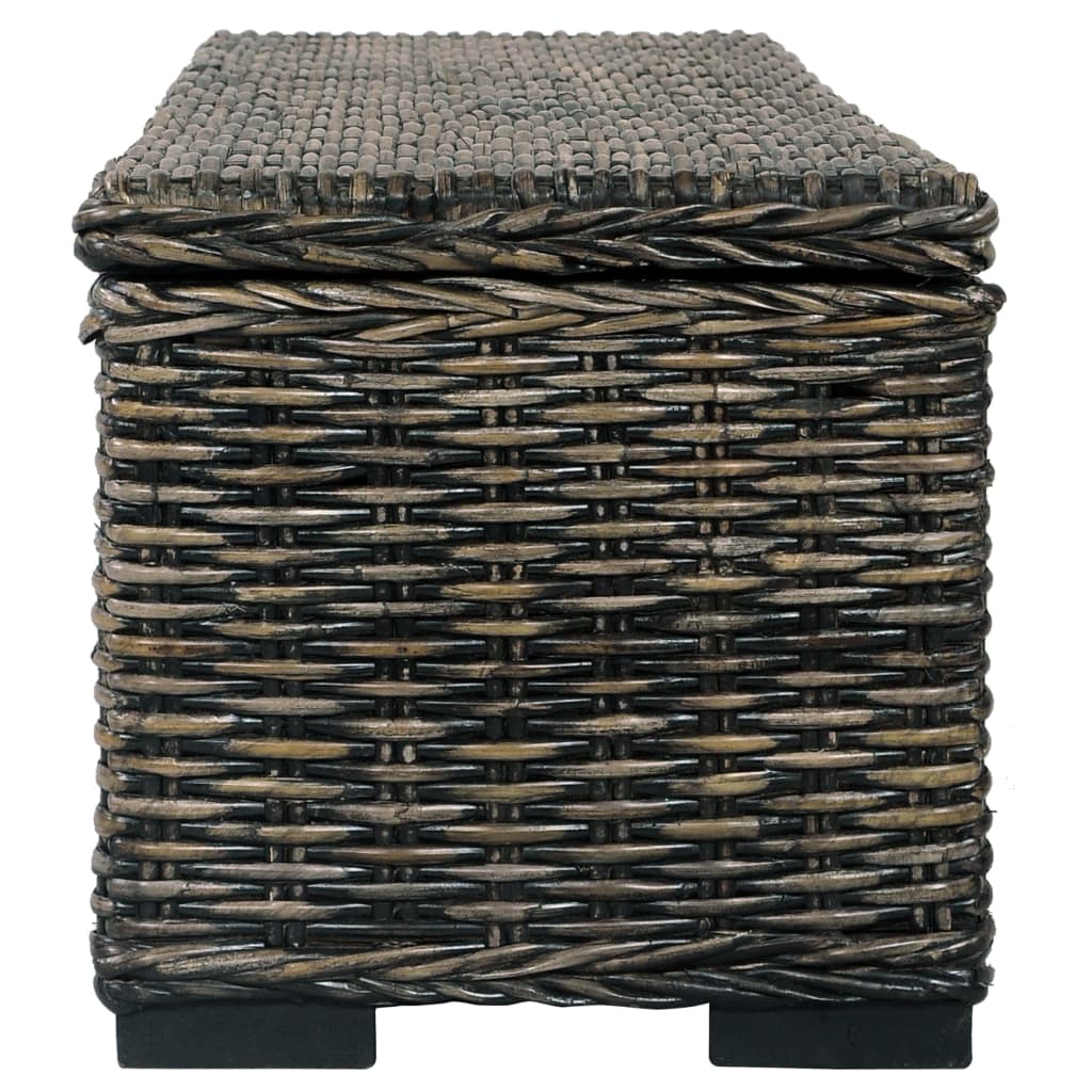 Storage Box 120 cm Black Kubu Rattan and Solid Mango Wood - OLBRIT