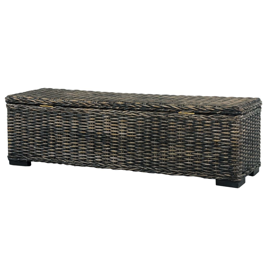 Storage Box 120 cm Black Kubu Rattan and Solid Mango Wood - OLBRIT