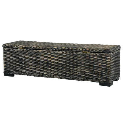 Storage Box 120 cm Black Kubu Rattan and Solid Mango Wood - OLBRIT