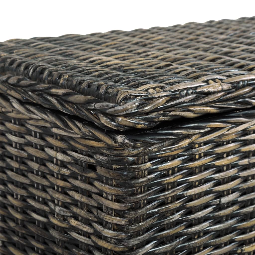 Storage Box 120 cm Black Kubu Rattan and Solid Mango Wood - OLBRIT