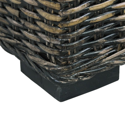 Storage Box 120 cm Black Kubu Rattan and Solid Mango Wood - OLBRIT