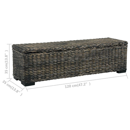 Storage Box 120 cm Black Kubu Rattan and Solid Mango Wood - OLBRIT