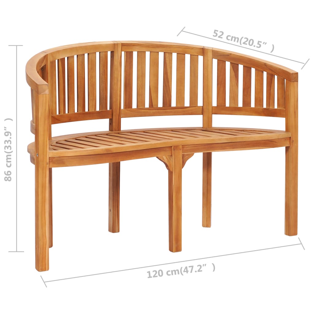 Banana Bench 120 cm Solid Teak Wood - OLBRIT