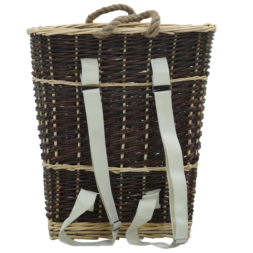 Natural Willow Firewood Backpack with Carrying Belts 44.5x37x50 cm - OLBRIT