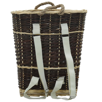 Natural Willow Firewood Backpack with Carrying Belts 44.5x37x50 cm - OLBRIT