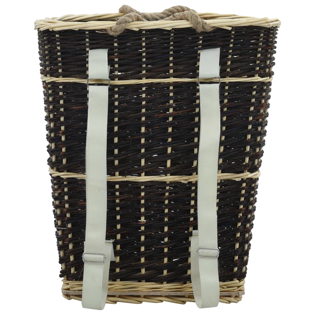 Natural Willow Firewood Backpack with Carrying Belts 50x44x58 cm - OLBRIT
