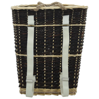 Natural Willow Firewood Backpack with Carrying Belts 50x44x58 cm - OLBRIT