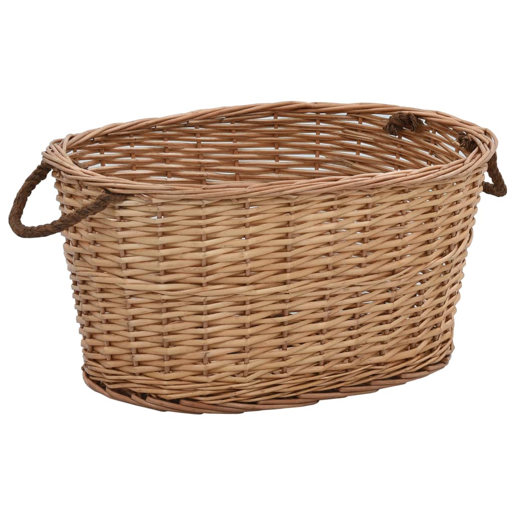 Firewood Basket with Carrying Handles 58x42x29 cm Natural Willow - OLBRIT