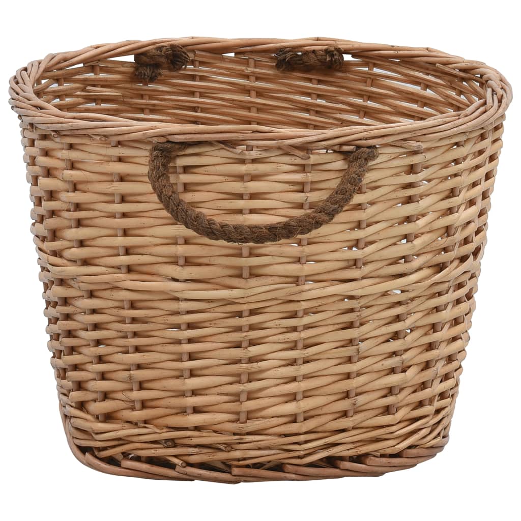 Firewood Basket with Carrying Handles 58x42x29 cm Natural Willow - OLBRIT