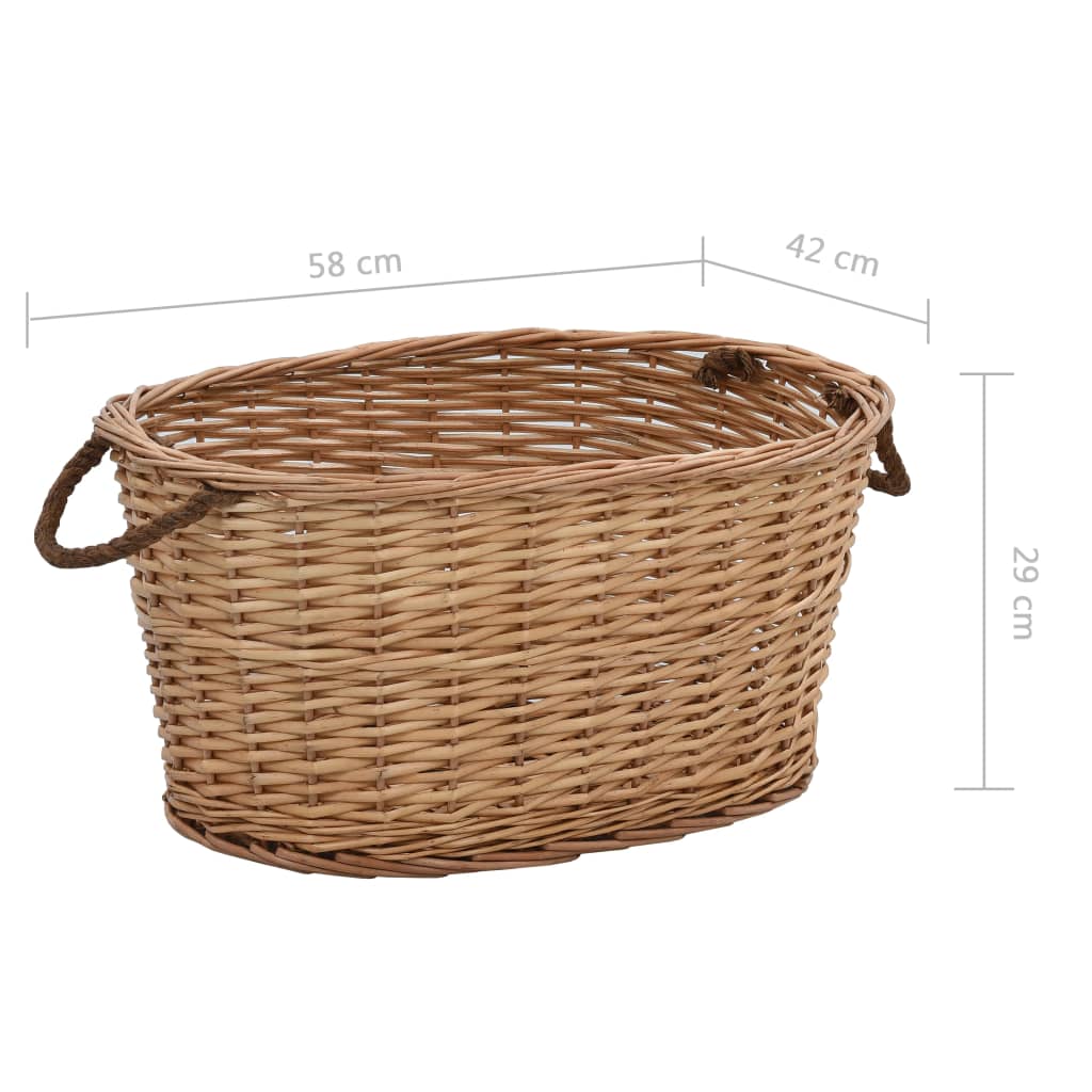 Firewood Basket with Carrying Handles 58x42x29 cm Natural Willow - OLBRIT