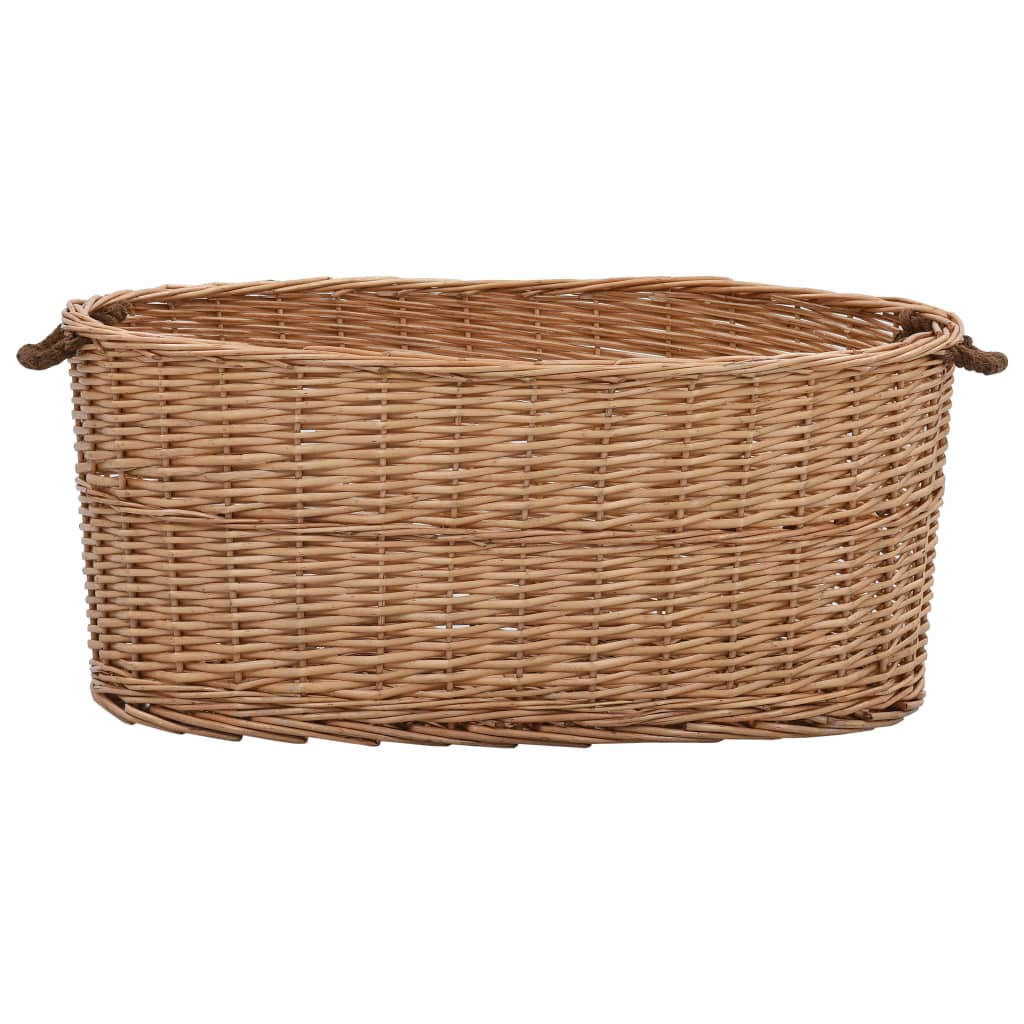 Firewood Basket with Carrying Handles 78x54x34 cm Natural Willow - OLBRIT