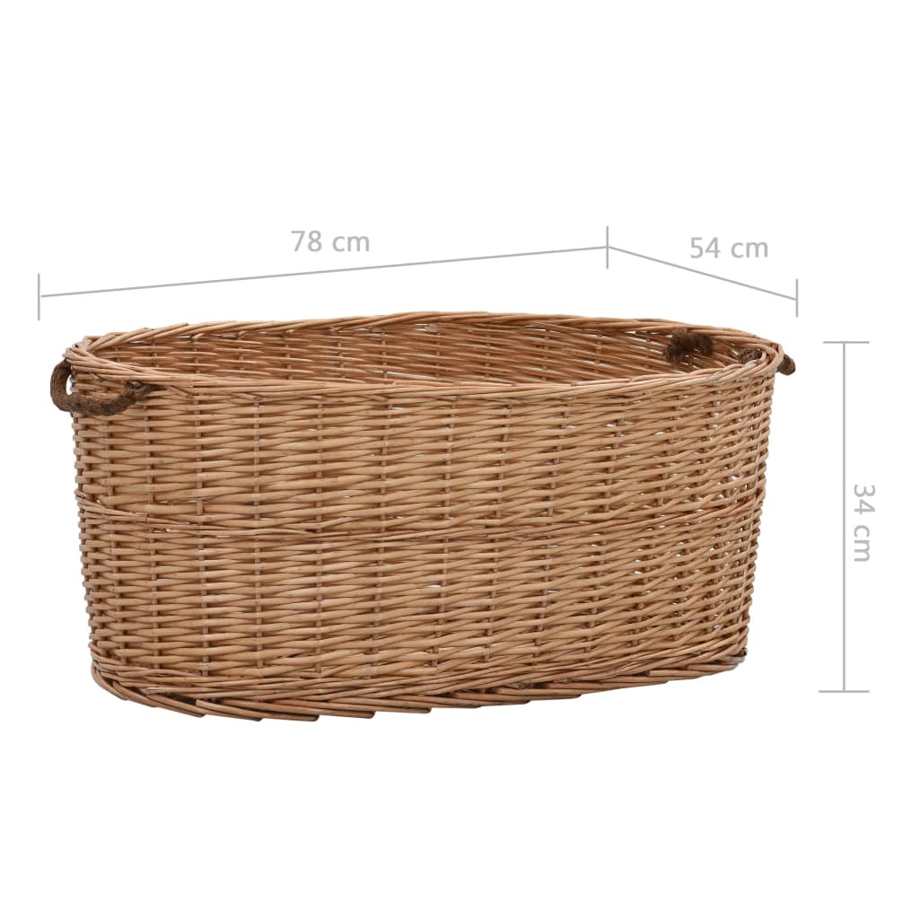 Firewood Basket with Carrying Handles 78x54x34 cm Natural Willow - OLBRIT