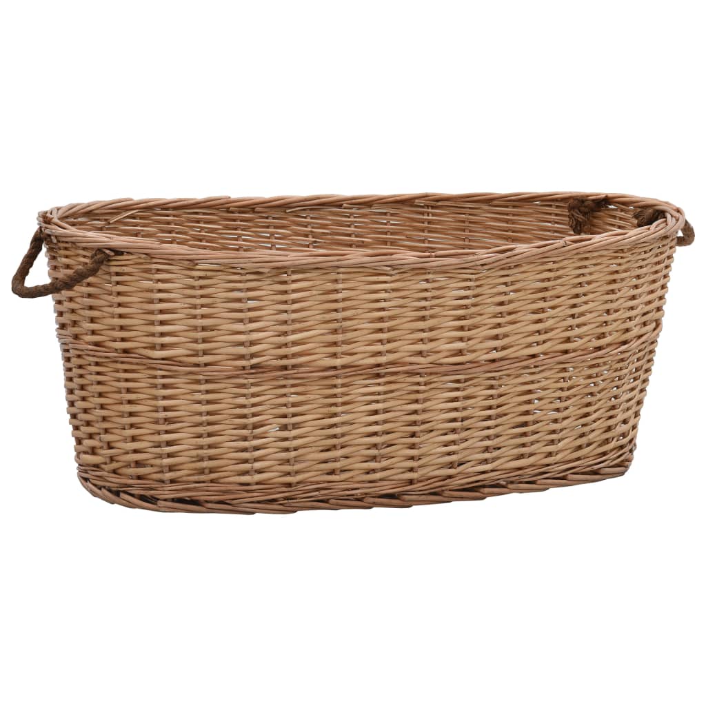 Firewood Basket with Carrying Handles 88x57x34 cm Natural Willow - OLBRIT