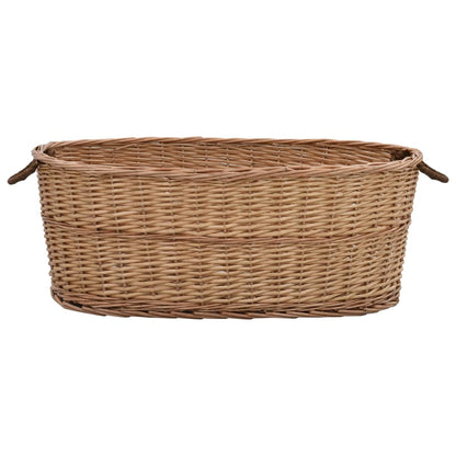 Firewood Basket with Carrying Handles 88x57x34 cm Natural Willow - OLBRIT