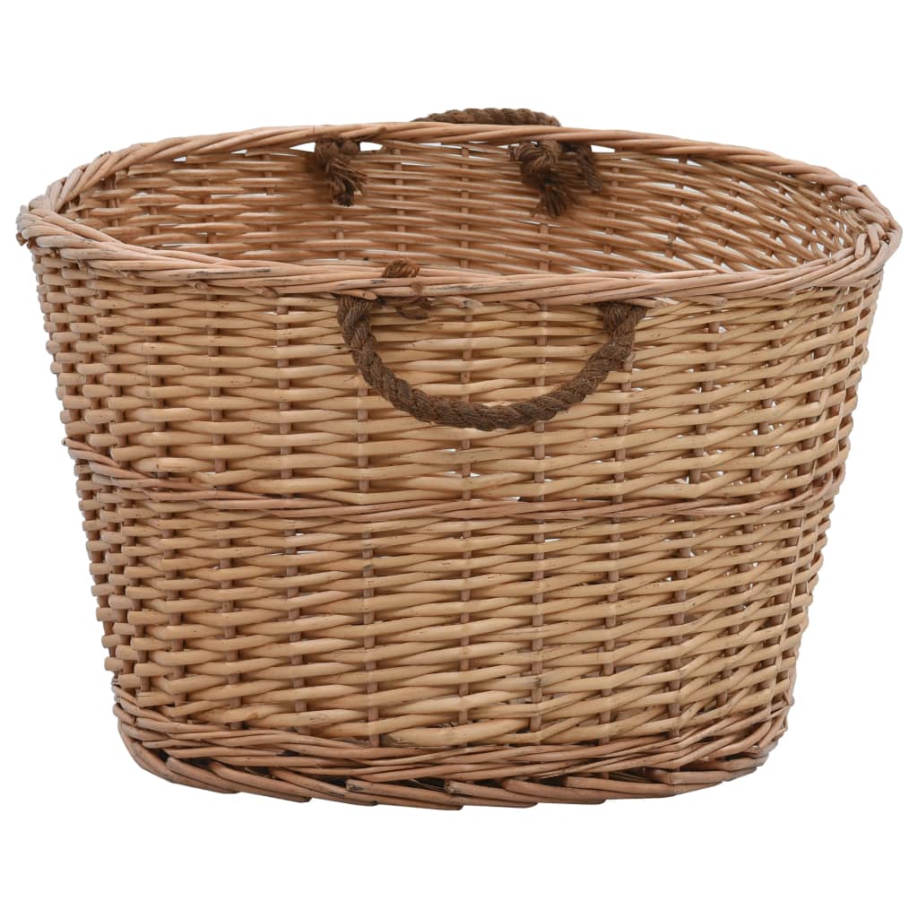 Firewood Basket with Carrying Handles 88x57x34 cm Natural Willow - OLBRIT