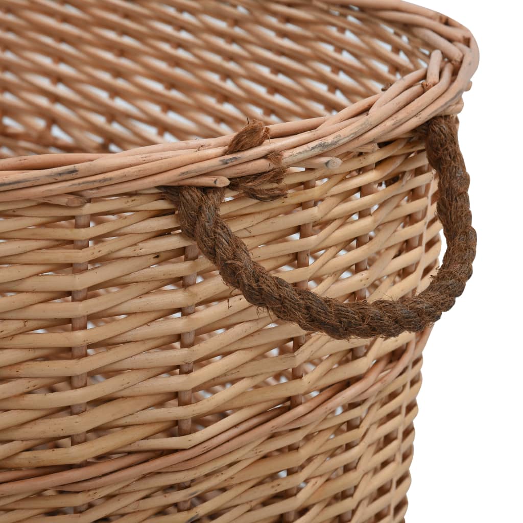 Firewood Basket with Carrying Handles 88x57x34 cm Natural Willow - OLBRIT