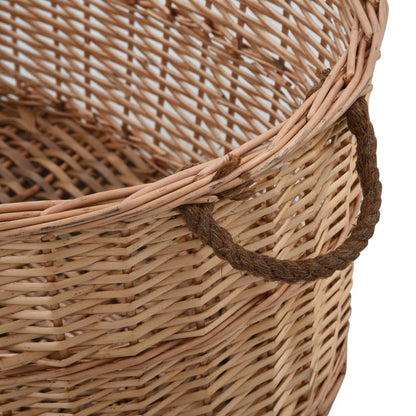 Firewood Basket with Carrying Handles 88x57x34 cm Natural Willow - OLBRIT