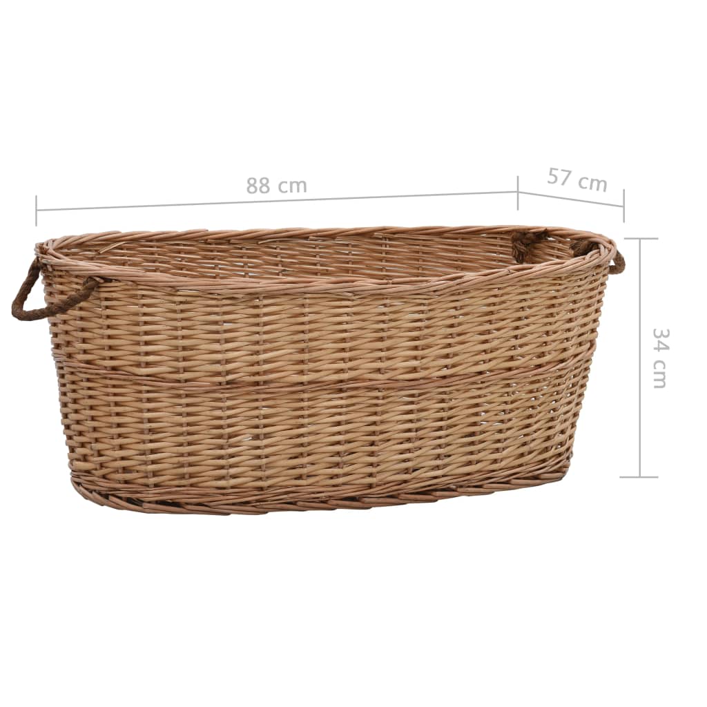 Firewood Basket with Carrying Handles 88x57x34 cm Natural Willow - OLBRIT