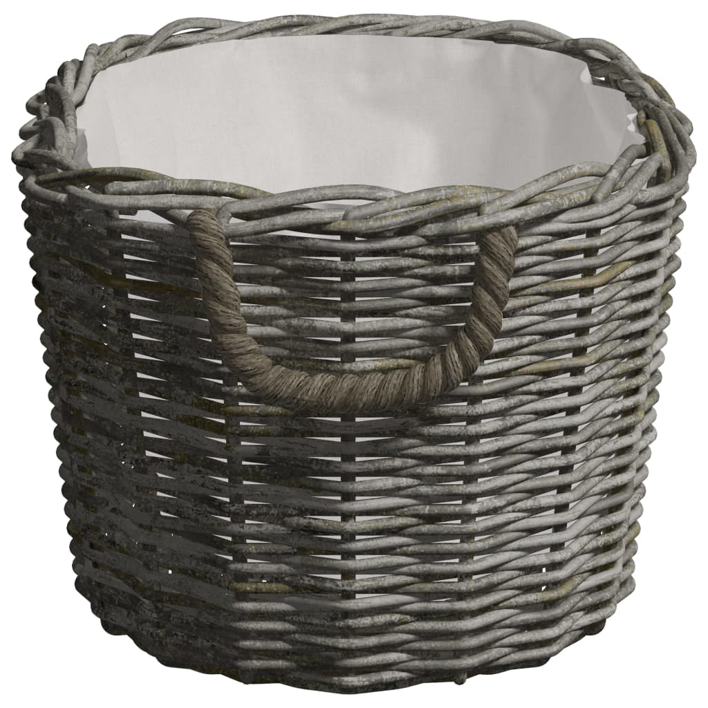 Firewood Basket with Carrying Handles 60x40x28 cm Grey Willow - OLBRIT