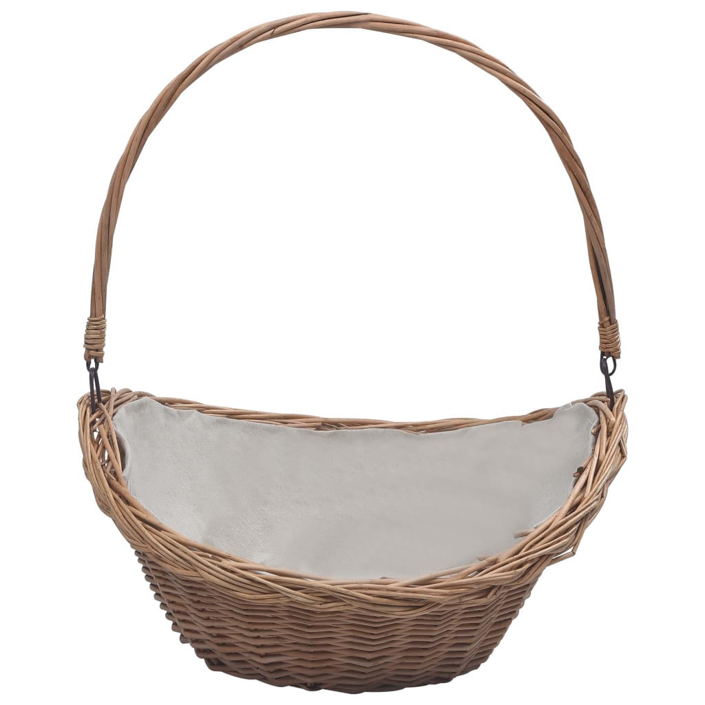 Firewood Basket with Handle 57x46.5x52 cm Brown Willow - OLBRIT