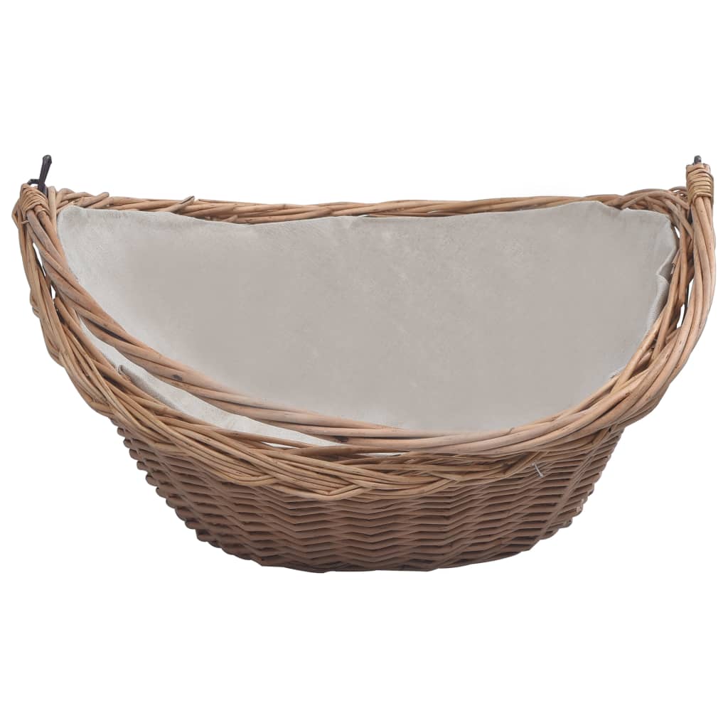 Firewood Basket with Handle 57x46.5x52 cm Brown Willow - OLBRIT