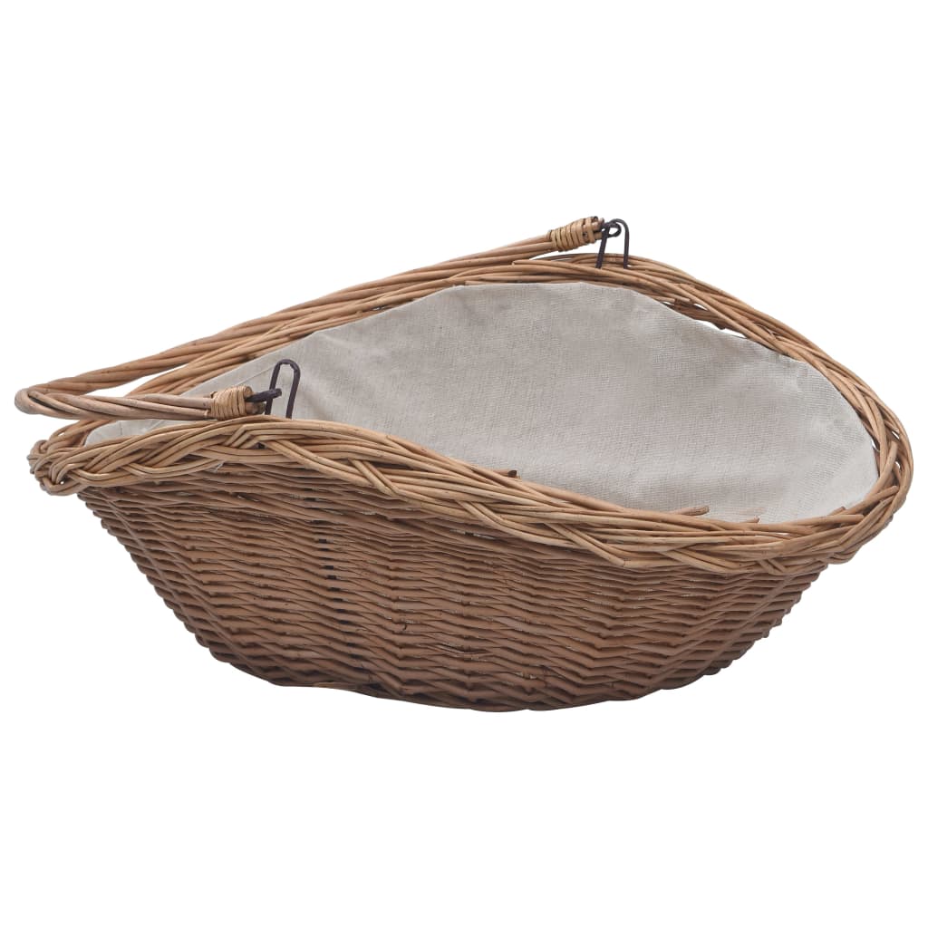 Firewood Basket with Handle 57x46.5x52 cm Brown Willow - OLBRIT