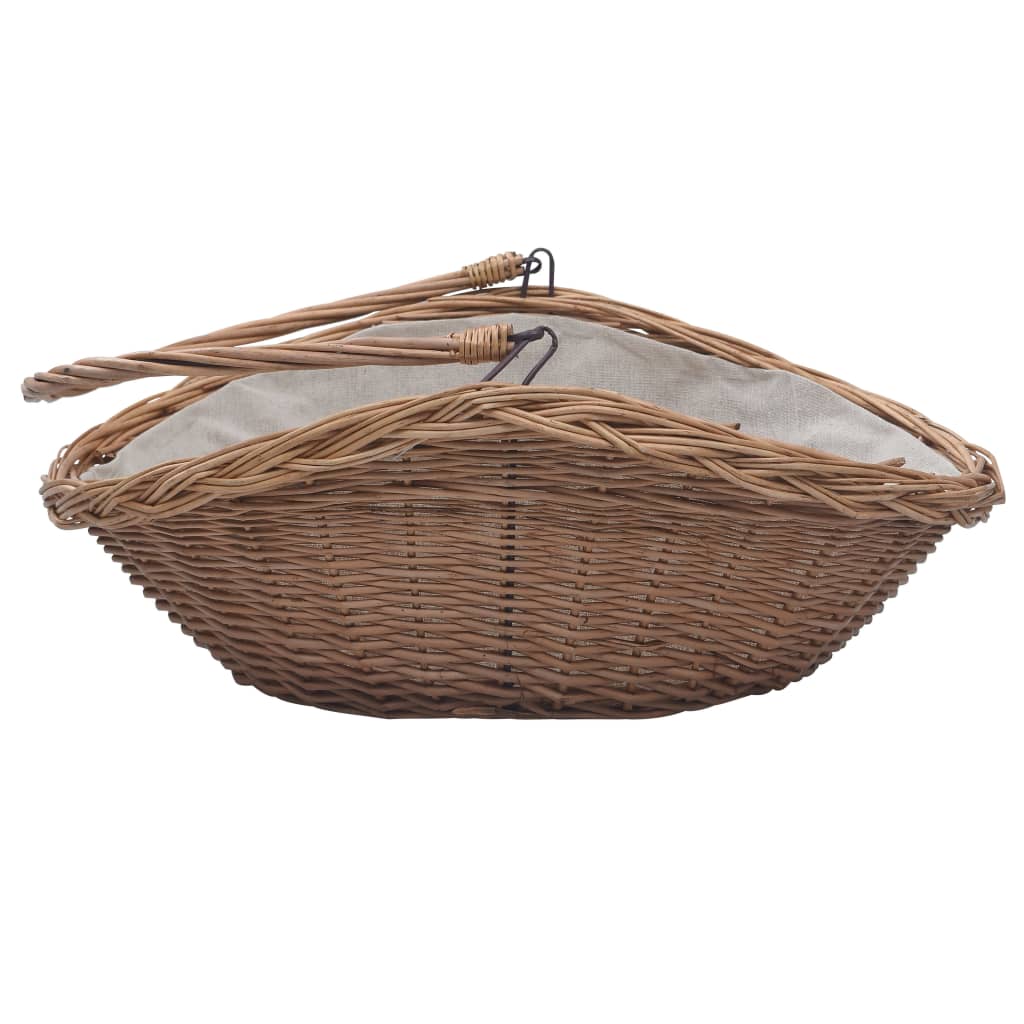 Firewood Basket with Handle 57x46.5x52 cm Brown Willow - OLBRIT