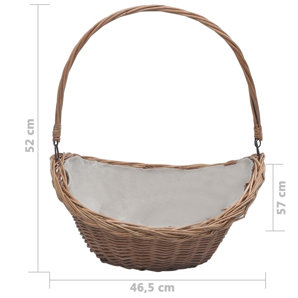 Firewood Basket with Handle 57x46.5x52 cm Brown Willow - OLBRIT
