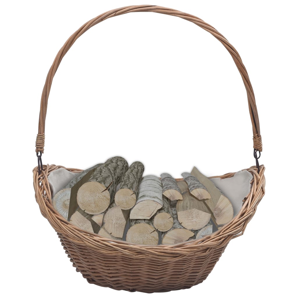 Firewood Basket with Handle 57x46.5x52 cm Brown Willow - OLBRIT