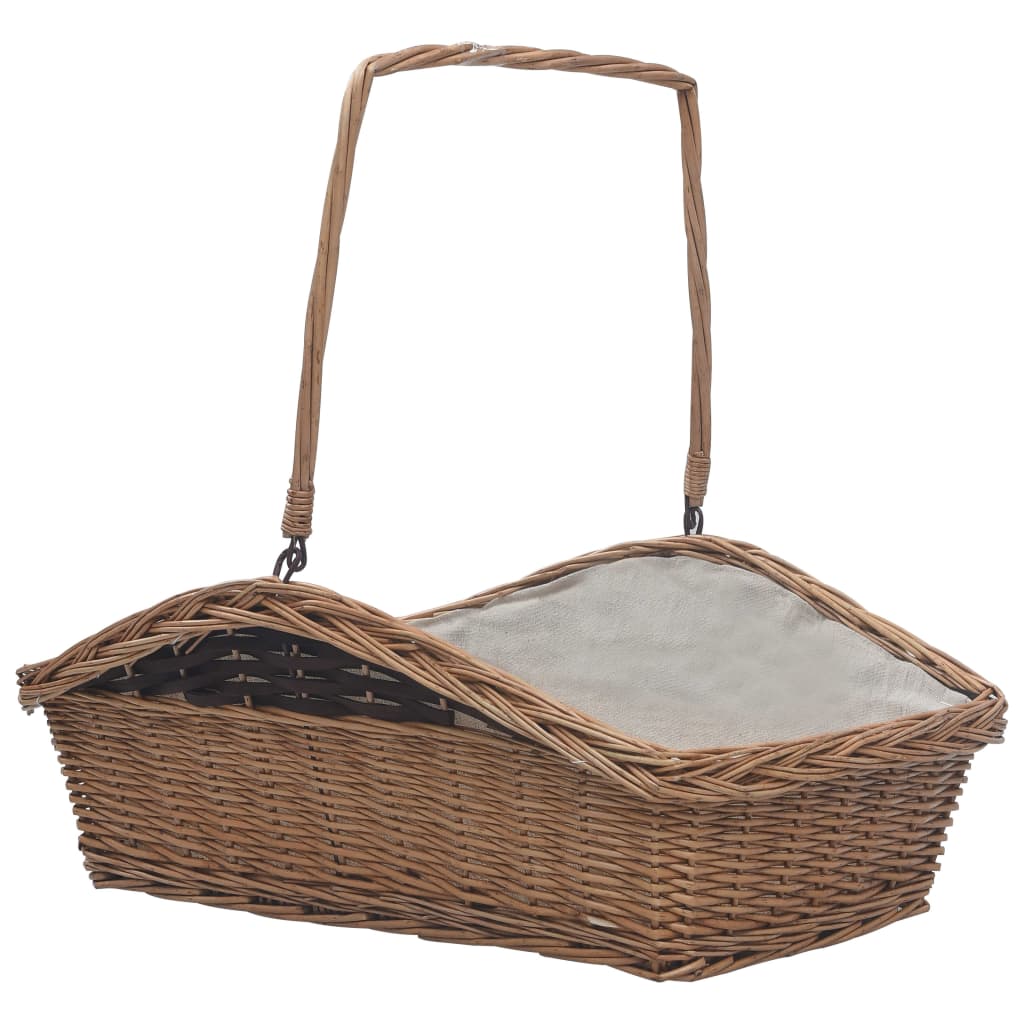 Firewood Basket with Handle 61.5x46.5x58 cm Brown Willow - OLBRIT