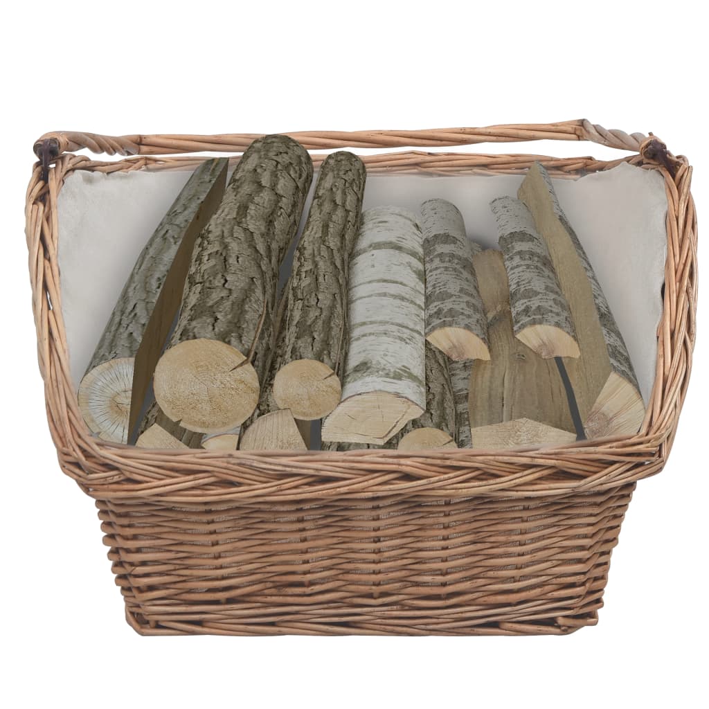 Firewood Basket with Handle 61.5x46.5x58 cm Brown Willow - OLBRIT