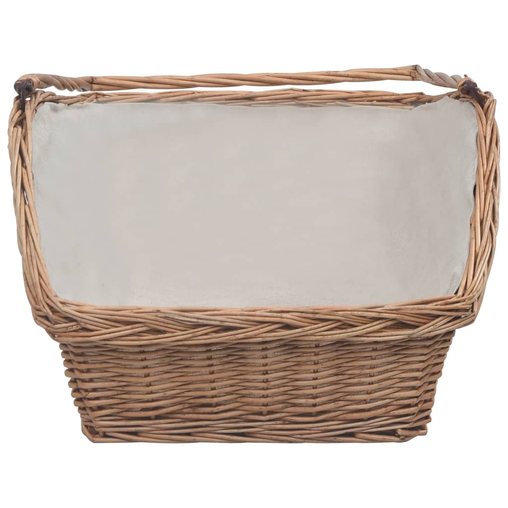 Firewood Basket with Handle 61.5x46.5x58 cm Brown Willow - OLBRIT