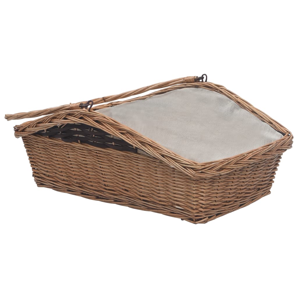 Firewood Basket with Handle 61.5x46.5x58 cm Brown Willow - OLBRIT