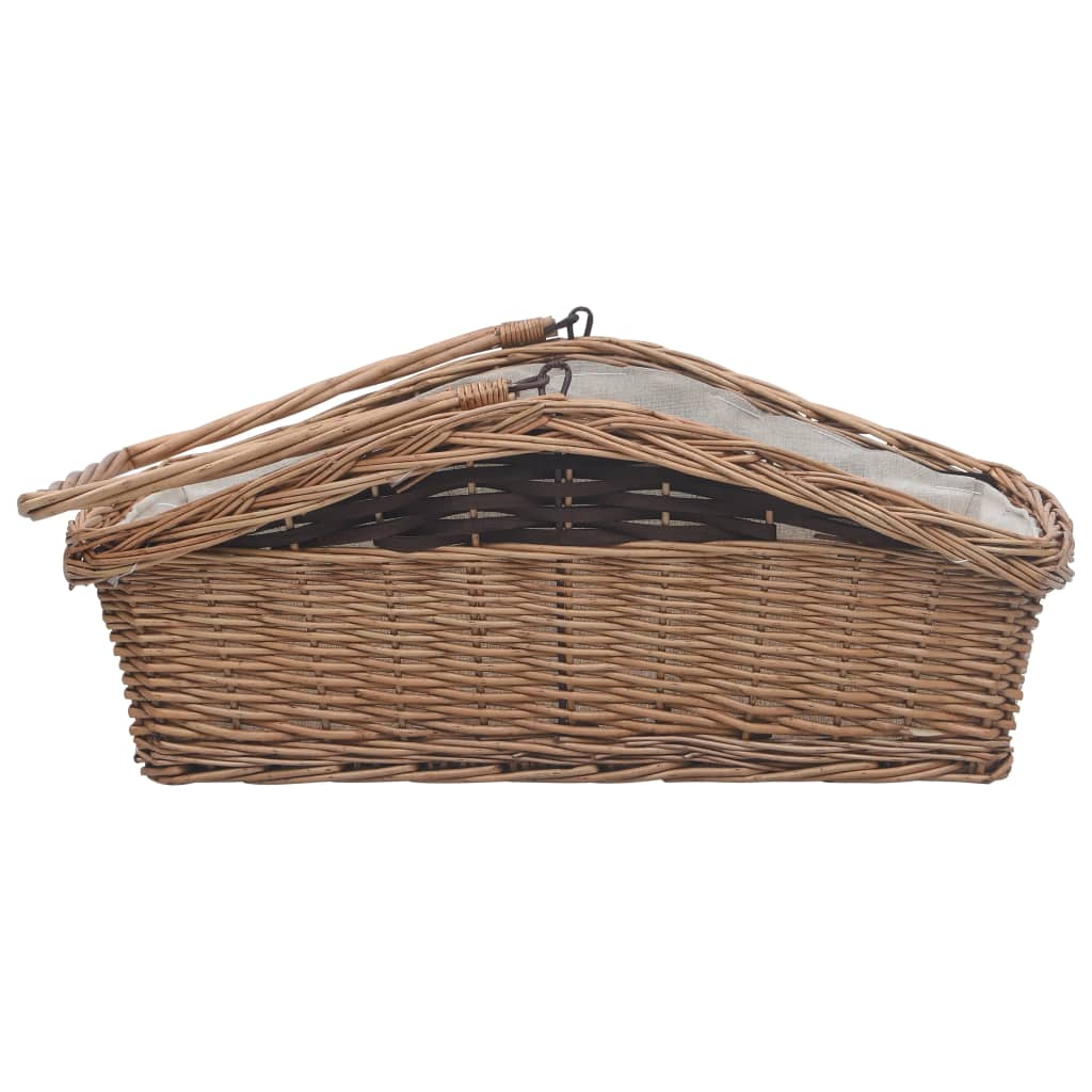 Firewood Basket with Handle 61.5x46.5x58 cm Brown Willow - OLBRIT