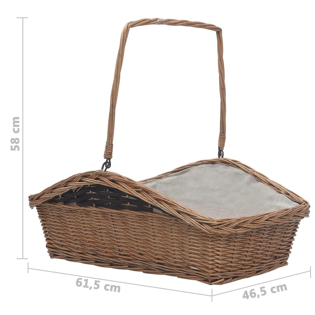 Firewood Basket with Handle 61.5x46.5x58 cm Brown Willow - OLBRIT