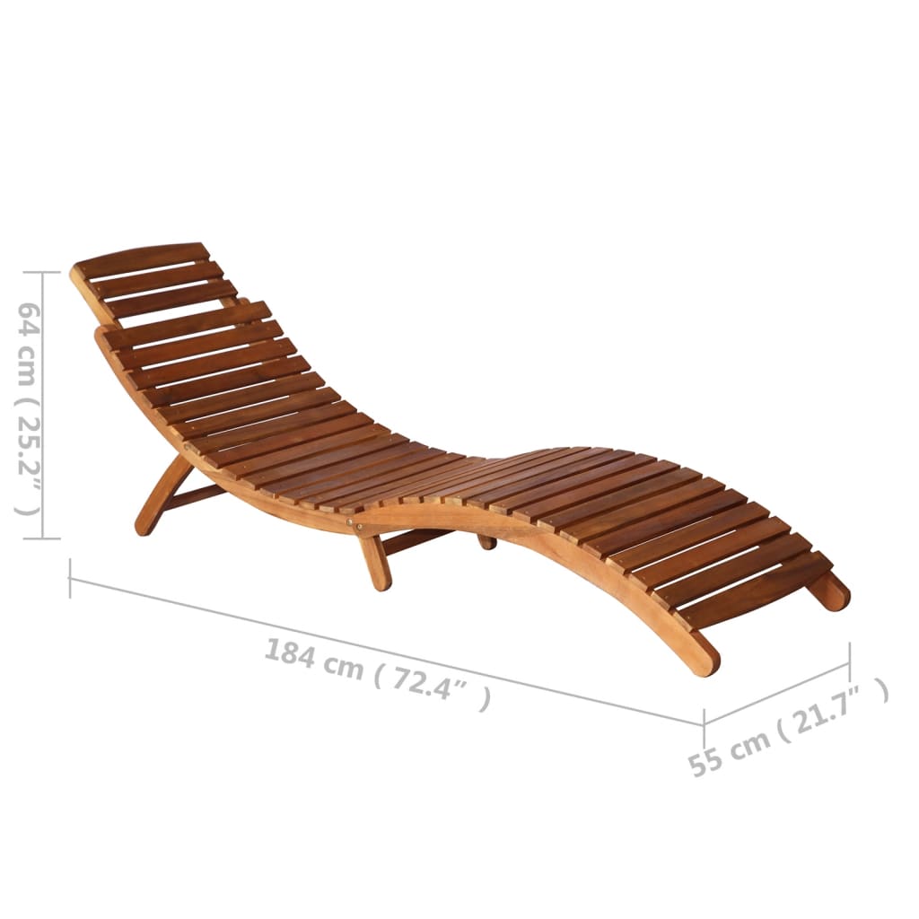 Sunlounger with Table Solid Acacia Wood Brown - OLBRIT