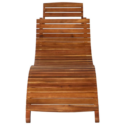 Sunlounger with Table Solid Acacia Wood Brown - OLBRIT