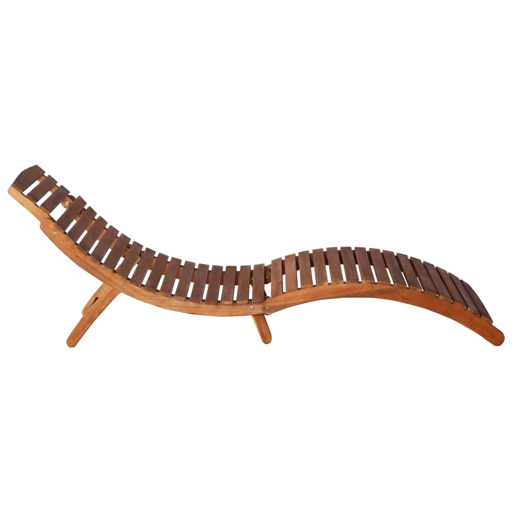 Sunlounger with Table Solid Acacia Wood Brown - OLBRIT