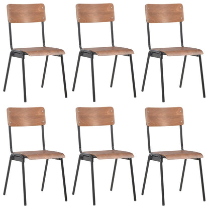 Dining Chairs 6 pcs Brown Plywood - OLBRIT