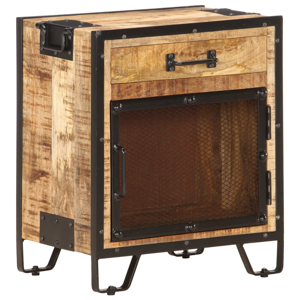 Bedside Cabinet 43x30x51 cm Solid Rough Mango Wood - OLBRIT