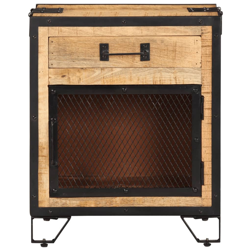 Bedside Cabinet 43x30x51 cm Solid Rough Mango Wood - OLBRIT