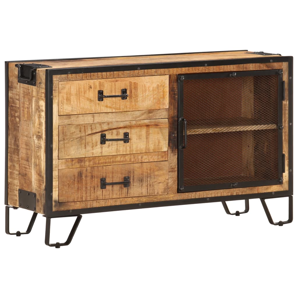 Sideboard 100x31x60 cm Solid Rough Mango Wood - OLBRIT