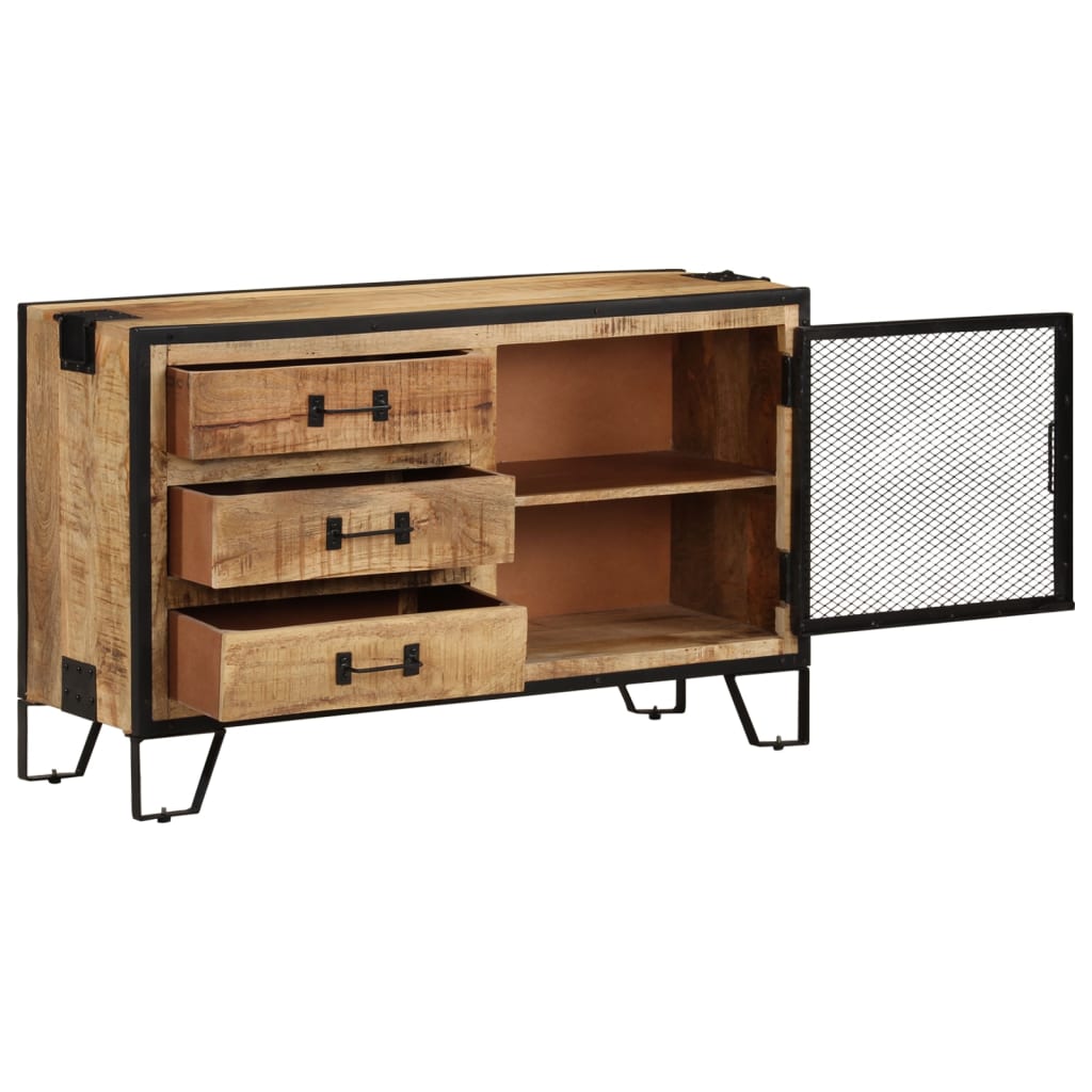 Sideboard 100x31x60 cm Solid Rough Mango Wood - OLBRIT