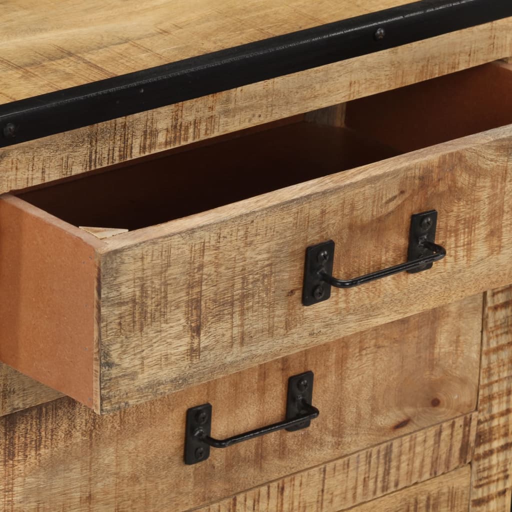 Sideboard 100x31x60 cm Solid Rough Mango Wood - OLBRIT