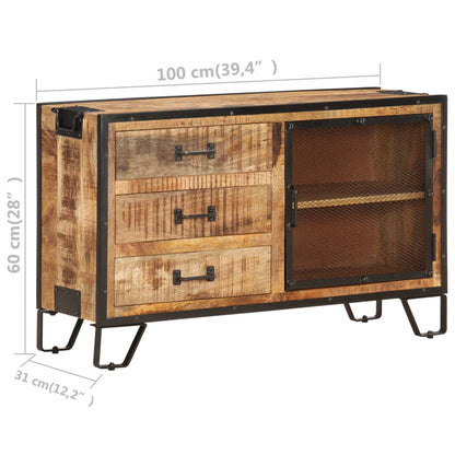 Sideboard 100x31x60 cm Solid Rough Mango Wood - OLBRIT