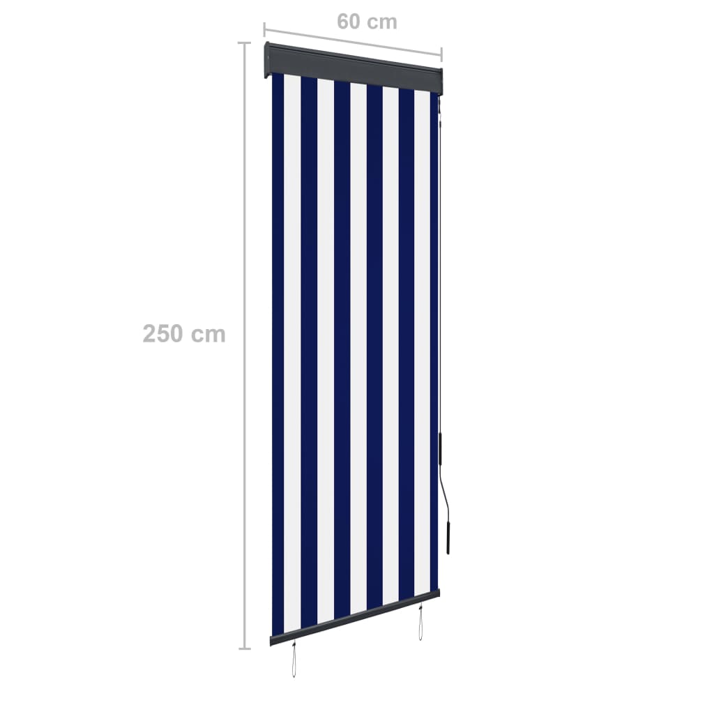 Outdoor Roller Blind 60x250 cm Blue and White - OLBRIT